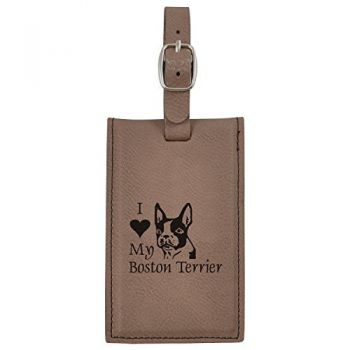 Travel Baggage Tag with Privacy Cover  - I Love My Boston Terrier