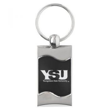 Keychain Fob with Wave Shaped Inlay - Youngstown State Penguins