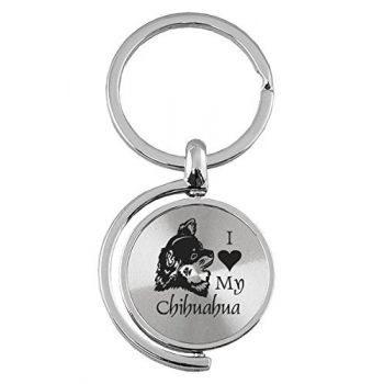 Spinner Round Keychain  - I Love My Chihuahua