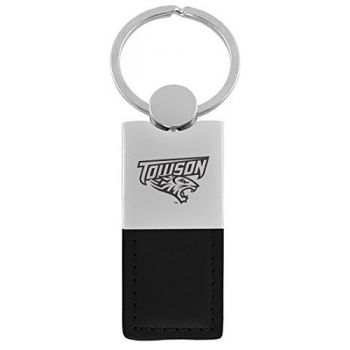 Modern Leather and Metal Keychain - Towson Tigers