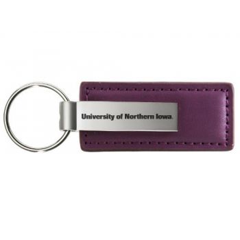 Stitched Leather and Metal Keychain - Northern Iowa Panthers