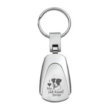 Teardrop Shaped Keychain Fob  - I Love My Jack Russel Terrier