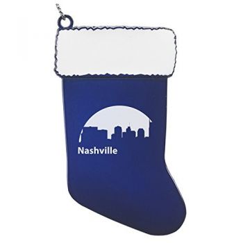 Pewter Stocking Christmas Ornament - Nashville City Skyline