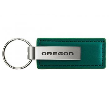 Stitched Leather and Metal Keychain - Oregon Ducks