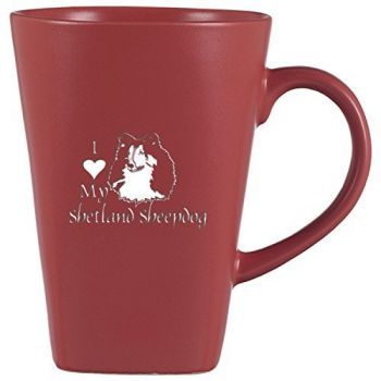 14 oz Square Ceramic Coffee Mug  - I Love My Shetland Sheepdog