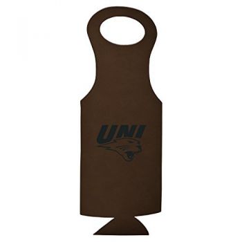 Velour Leather Wine Tote Carrier - Northern Iowa Panthers