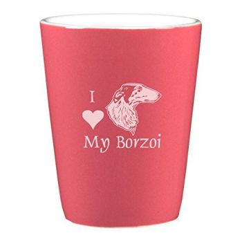 2 oz Ceramic Shot Glass  - I Love My Borzoi
