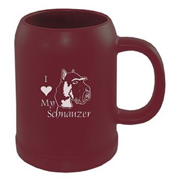 22 oz Ceramic Stein Coffee Mug  - I Love My Schnauzer
