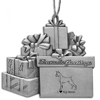Pewter Gift Display Christmas Tree Ornament  - I Love My Boxer