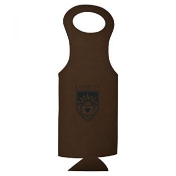 Velour Leather Wine Tote Carrier - Lehigh Mountain Hawks