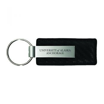 Carbon Fiber Styled Leather and Metal Keychain - Alaska Anchorage 