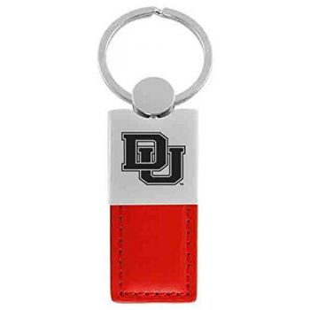 Modern Leather and Metal Keychain - Denver Pioneers