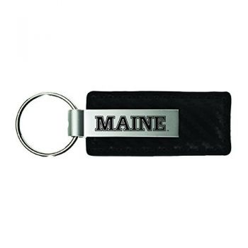 Carbon Fiber Styled Leather and Metal Keychain - Maine Bears