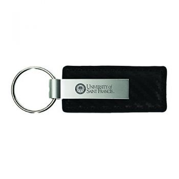 Carbon Fiber Styled Leather and Metal Keychain - St. Francis Fort Wayne Cougars