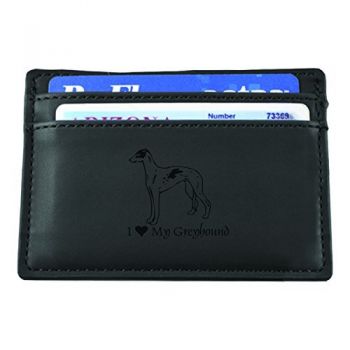 Slim Wallet with Money Clip  - I Love My Greyhound