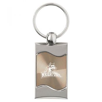 Keychain Fob with Wave Shaped Inlay - Wright State Raiders