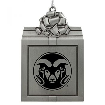 Pewter Gift Box Ornament - Colorado State Rams