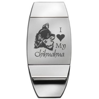 Stainless Steel Money Clip  - I Love My Chihuahua