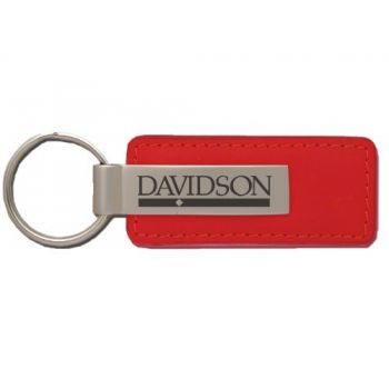 Stitched Leather and Metal Keychain - Davidson Wildcats