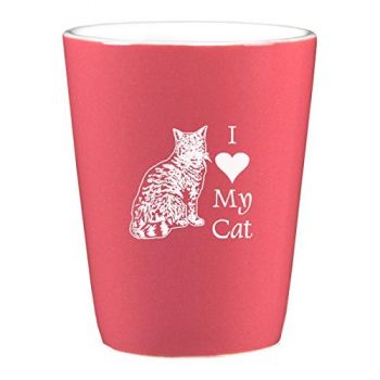 2 oz Ceramic Shot Glass  - I Love My Cat