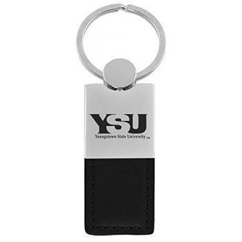 Modern Leather and Metal Keychain - Youngstown State Penguins