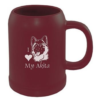 22 oz Ceramic Stein Coffee Mug  - I Love My Akita