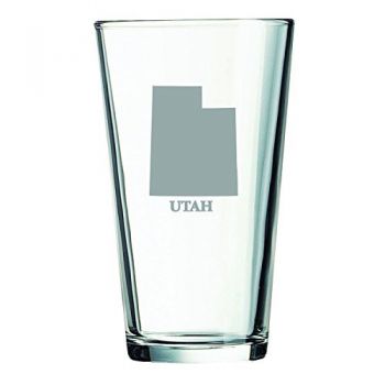 16 oz Pint Glass  - Utah State Outline - Utah State Outline