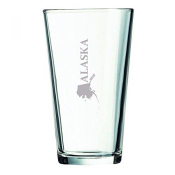 16 oz Pint Glass  - Alaska State Outline - Alaska State Outline