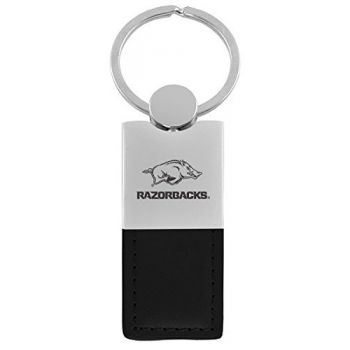 Modern Leather and Metal Keychain - Arkansas Razorbacks