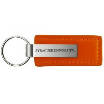 Stitched Leather and Metal Keychain - Syracuse Orange
