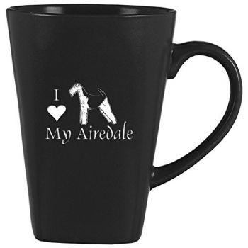 14 oz Square Ceramic Coffee Mug  - I Love My Airedale