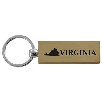 Brushed Steel Keychain - Virginia State Outline - Virginia State Outline