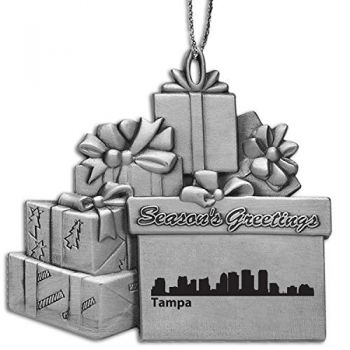Pewter Gift Display Christmas Tree Ornament - Tampa City Skyline
