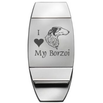 Stainless Steel Money Clip  - I Love My Borzoi