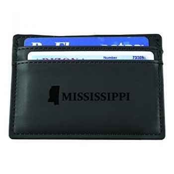Slim Wallet with Money Clip - Mississippi State Outline - Mississippi State Outline