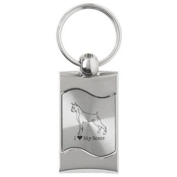 Keychain Fob with Wave Shaped Inlay  - I Love My Boxer