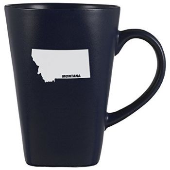14 oz Square Ceramic Coffee Mug - Montana State Outline - Montana State Outline