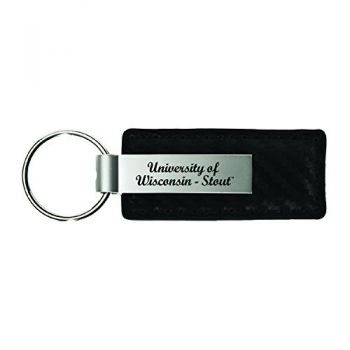 Carbon Fiber Styled Leather and Metal Keychain - Wisconsin-Stout