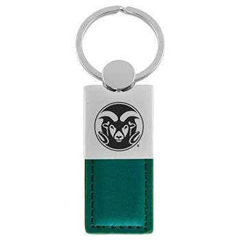 Modern Leather and Metal Keychain - Colorado State Rams