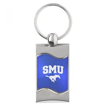 Keychain Fob with Wave Shaped Inlay - SMU Mustangs