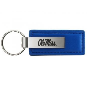 Stitched Leather and Metal Keychain - Ole Miss Rebels