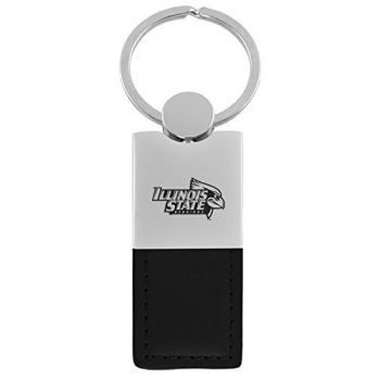 Modern Leather and Metal Keychain - Illinois State Redbirds