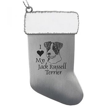 Pewter Stocking Christmas Ornament  - I Love My Jack Russel Terrier