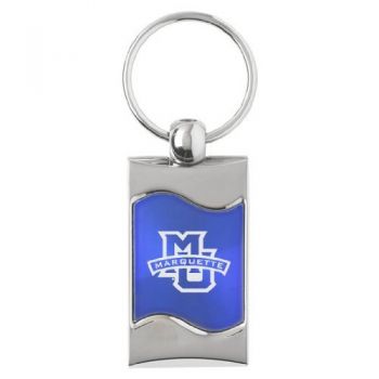 Keychain Fob with Wave Shaped Inlay - Marquette Golden Eagles