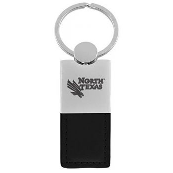 Modern Leather and Metal Keychain - North Texas Mean Green