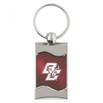Keychain Fob with Wave Shaped Inlay - Boston College Eagles