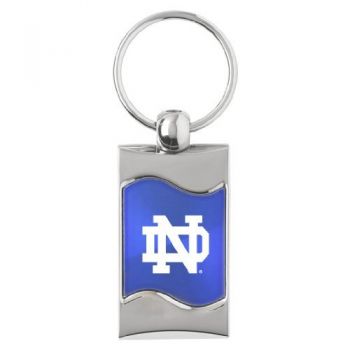 Keychain Fob with Wave Shaped Inlay - Notre Dame Fighting Irish