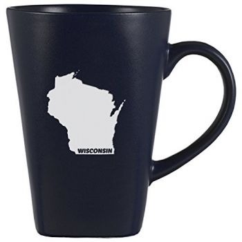14 oz Square Ceramic Coffee Mug - Wisconsin State Outline - Wisconsin State Outline