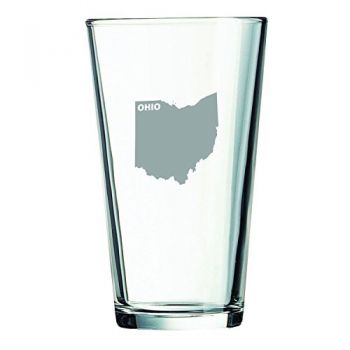16 oz Pint Glass  - Ohio State Outline - Ohio State Outline
