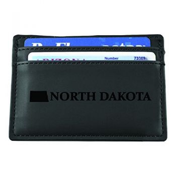Slim Wallet with Money Clip - North Dakota State Outline - North Dakota State Outline